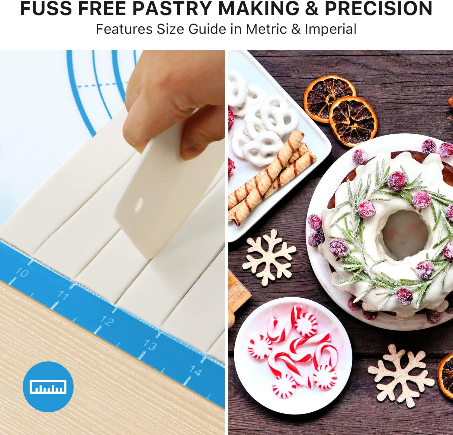 KitchenKey Silicone Pastry Mat,28" x 20" Nonstick Large Durable Silicone Sheet Mat with Measurement Non-slip Dough Rolling Mat for Pie Crust, Pizza, Cookies