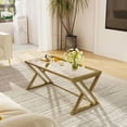 thumbnail image 5 of Coffee Table White Living Room Center Table, Simple Modern Faux Marble Rectangular Tea Table with Sturdy Black Metal Frame,Industrial Wooden Coffee Table for Bedroom Home Office, 5 of 7