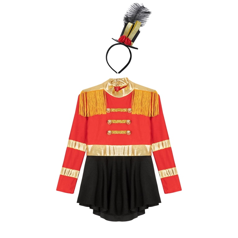 magic band red dress Alvivi Kids Circus Magic Outfit Girls Ring Master Drum Band Bodysuit Dress up Performance Costume Red 6, Girl's