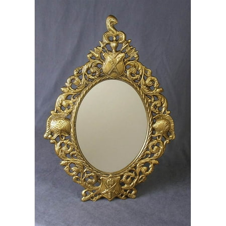 Oval Mirror W Frame In Antique Brass Finish Com Oval Mirror W Frame In Antique Brass