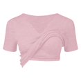 thumbnail image 7 of Comdrip V Neck Tops for Women Women's Half Sleeve V Neck T Shirts V Neck Basic T Shirts Workout Yoga Tops Casual Fitted Going Out Tops Shirts with Built in Bras for Women Pink XL, 7 of 7
