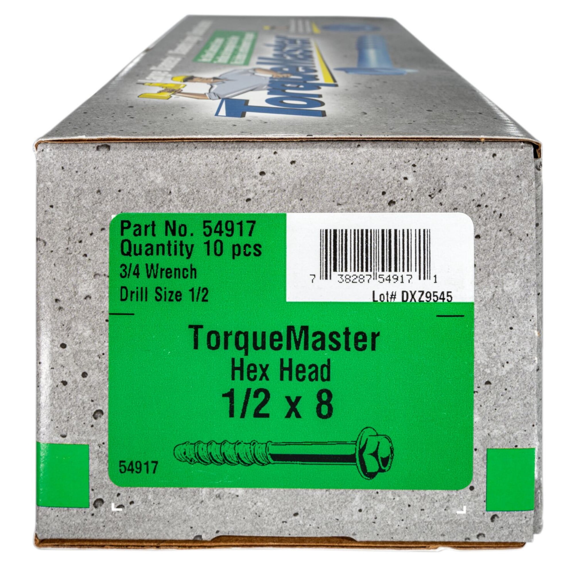 Torquemaster 1/2" x 8" Blue Ruspert Large Diameter Hex Masonry Screws, 10 Pieces