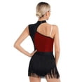 thumbnail image 2 of JanJean Women Sequins Latin Dance Leotard Dancewear Fringe Salsa Rumba Ballroom Dance Costume Burgundy L, 2 of 7