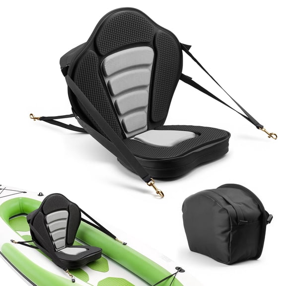 VEVOR Kayak Seat, 1 Pack 2.6" Thick, Universal Paddle Board Seat with Back Support, Sit-on-Top Soft Padded Cushion with Storage Bag & Adjustable Straps for SUP, Canoe, Fishing Boat, Inflatable Kayak