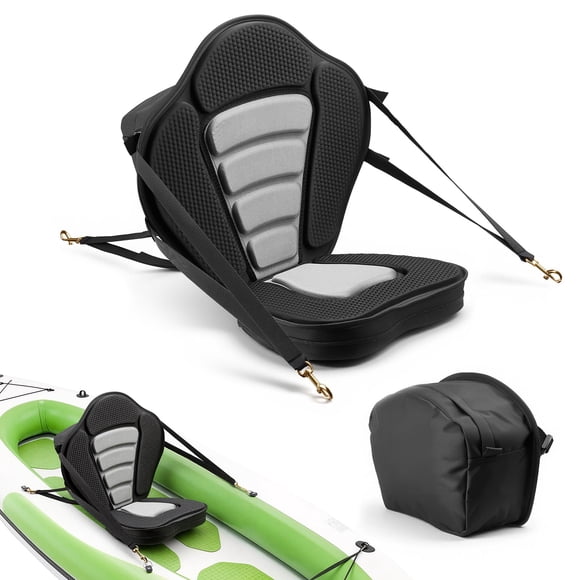 VEVOR Kayak Seat, 1 Pack 2.6" Thick, Universal Paddle Board Seat with Back Support, Sit-on-Top Soft Padded Cushion with Storage Bag & Adjustable Straps for SUP, Canoe, Fishing Boat, Inflatable Kayak