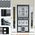 thumbnail image 6 of Grisham Deluxe Steel Security Door,36×80inch Iron Security Storm Door Conveys with Dog Door (Handle Left -Black), 6 of 7