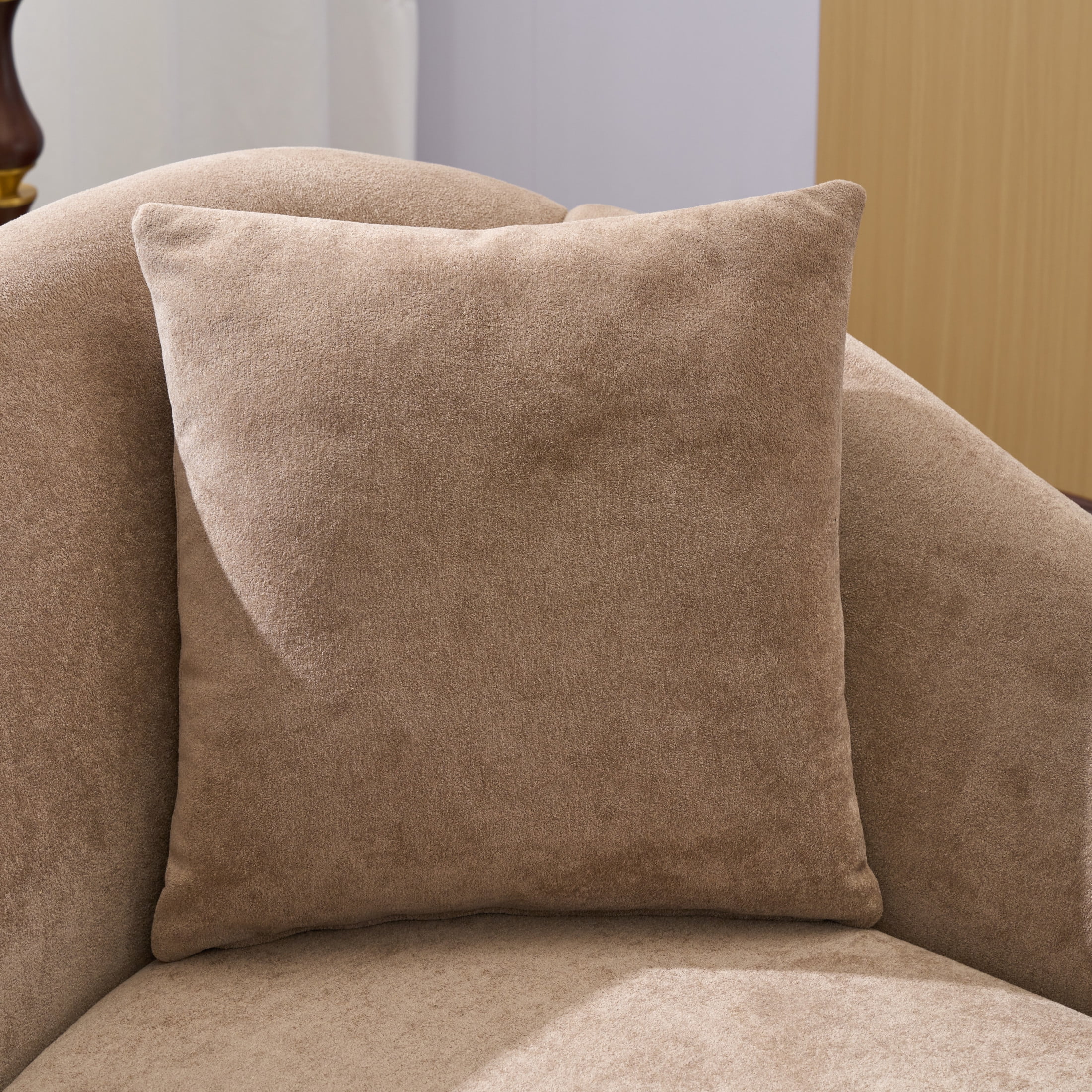 Christopher Knight Home 61" Mid-Century Velvet Curved Chaise Lounge Sofa for Bedroom Living Room, Camel