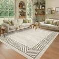 thumbnail image 5 of Garvee 10'x13' Geometric Bordered Area Rug Living Room Carpet, Washable Rug Non-Slip Non-Shedding Low Pile Floor Mats for Bedroom Home Office, Beige, 5 of 8