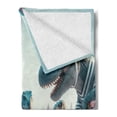 thumbnail image 2 of Ambesonne Dinosaur Fleece Throw Blanket T-Rex Playing Ice Hockey 50"x70" Petrol Blue Pale Ruby, 2 of 5