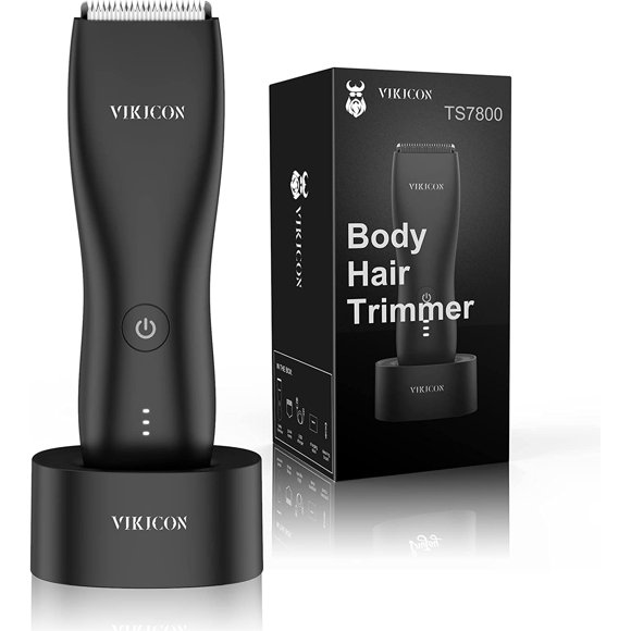 VIKICON Shaver & Body Groomer for Men Waterproof Wet / Dry Male Hygiene Razor with Standing Recharge Dock