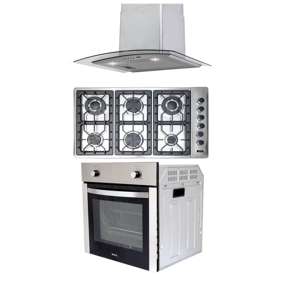 Combo Parrilla a Gas Disa Home 6 Quemadores Acero Inox Campana Cristal 60 cm Horno a Gas LP 60 cm