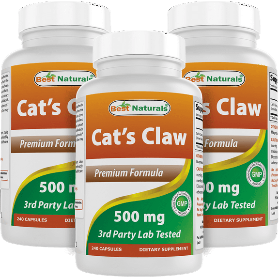 3 Pack Best Naturals Cat's Claw 500 mg 240 Capsules