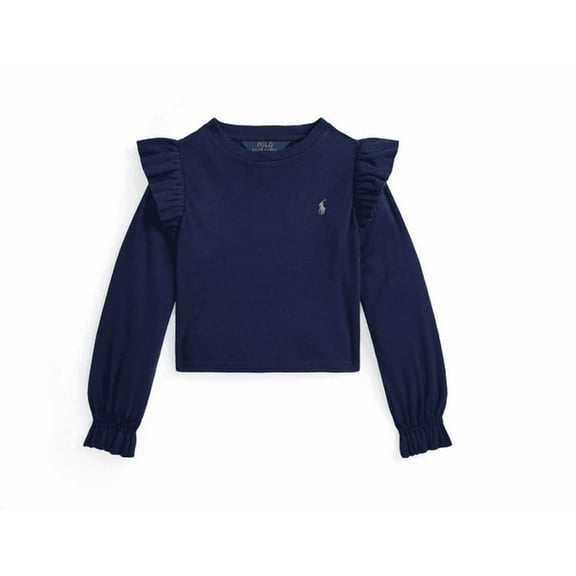 Polo Ralph Lauren Toddler and Little Girls Ruffled Cotton-Modal Long-Sleeve Top