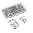 thumbnail image 2 of 100 Uds Kit de soporte para cuadros tipo D plateado Clips para marco de acero inoxidable Ganchos para colgar cuadros Gancho para espejo colgante Colgadores para cuadros de pared surtidos JM, 2 of 5