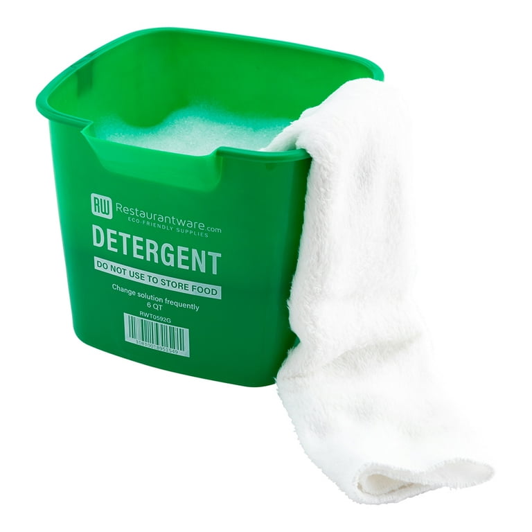 RW Clean 6 Quart Cleaning Bucket, 1 Detergent Square Bucket - with Measurements, Built-In Spout and Handle, Green Plastic Utility Bucket, for Home or