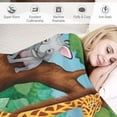 thumbnail image 3 of JEUXUS Jungle Animal Throw Blanket, Cozy Flannel Animal Blanket for Kids, Soft Jungle Blanket with Giraffe Elephant Lion Print, Fuzzy Safari Zoo Blankets for Teen Child Girl Boy Gift Sofa, 3 of 6