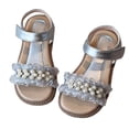 thumbnail image 3 of Gubotare Sandals for Little Girls Boys Girls Open-Toe Outdoor Summer Sport Sandals(Toddler/Little Kid/Big Kid) Size 1 (Silver,1 Big Kid), 3 of 8