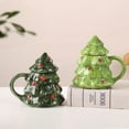 thumbnail image 4 of Christmas 15oz Christmas Tree Mug With Lid Cute Ceramic Xmas Tree Coffee Mug Adorable Festive Ceramic Coffee Cup Winter Xmas Holiday Birthday Tabletop Drinkware Teacup Gifts For Adults Kids, 4 of 9