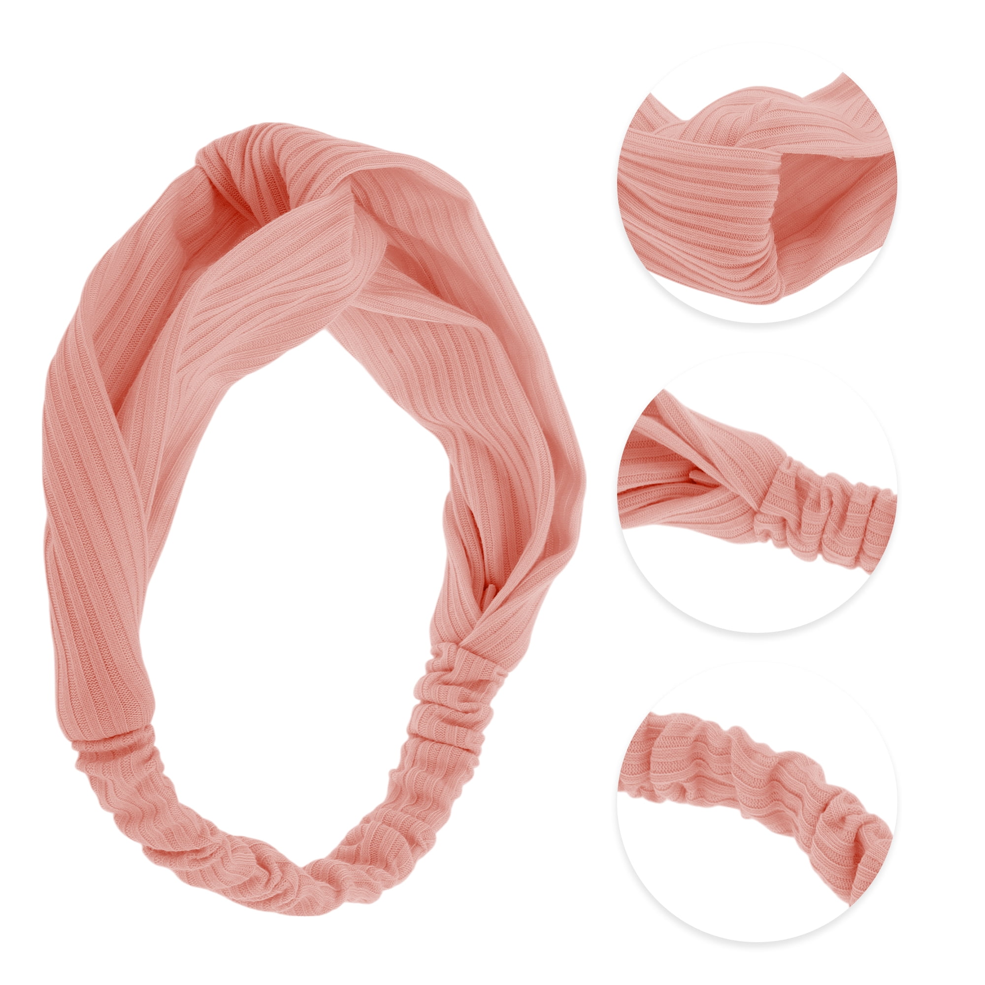 Unique Bargains Stripes Elastic Cross Headwrap Dark Pink