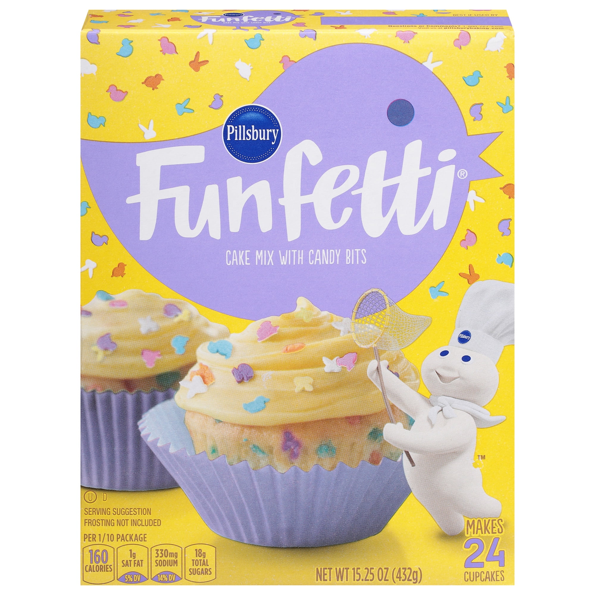 (6 pack) Pillsbury Funfetti Spring Cake Mix with Candy Bits, 15.25 oz Box