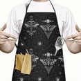 thumbnail image 2 of Black White Gothic Moth Star Sun Moon Apron-Garden Aprons for Women with Pockets-Cotton Linen Waterproof Kitchen Cooking Gardening Aprons Adjustable for Kitchen,Cooking,BBQ and Salon 33x27 Inch, 2 of 7