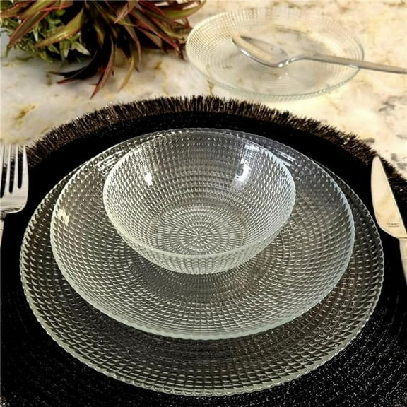 RAMART Studio Glass Helios Glass Dinnerware Set, Clear - Set of 24