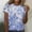 Blue, variant on Floral Printed Plus Size Shirts for Women 2025 Casual Crew Neck T-shirt Cute Trendy Short Sleeve Tees for Teen Girls