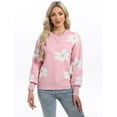 thumbnail image 6 of Sweaters for Women Crewneck Floral Printed Casual Cute Sweater Ribbed Lantern Sleeve Casual Knitted Pullover Sweater Alsol Lamesa, 6 of 6