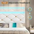 thumbnail image 4 of LED Floating Bed Frame Queen Size with LED Lights and Charging Station,Modern Leather Upholstered Platform Bed with Headboard,Noise Free,White, 4 of 8