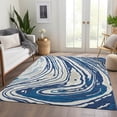 thumbnail image 6 of Addison Rugs Mayfield Premium Machine Washable Transitional Swirls Navy Rectangle Rug, 5' x 7'6", 6 of 6