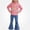 Pink, variant on Vornjynx Girls 2 Piece Outfit(2-7)Hooded Sweatshirt with Heart and Floral Print and Flared Pants Set Casual Clothing Set Pink Size 5T