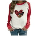 thumbnail image 1 of Prime Same Day Delivery Items Women Casual Raglan Long Sleeve Valentine Printing Shirt Pullover Tops Blouse, 1 of 5