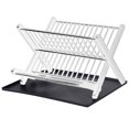 thumbnail image 2 of Kitchen Dish Rack, Well Organization 2 Tier Folding Drain Board Dish Drying Rack Keep Neatly  for Tableware for Home Use White,Black, 2 of 7