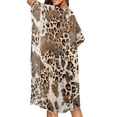 thumbnail image 4 of Xoenoiee Leopard Cow Print Women's Short Sleeve Kimono Cardigans Loose Fit Kimono Cover Ups Womens Casual Cardigan Loose Open Front Kimono Tops, 4 of 7