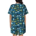 thumbnail image 3 of Naloa Modern Excavator Women's Short-Sleeved Pajama Set, Loungewear, Summer pajamas, Breathable Cozy - Large, 3 of 9