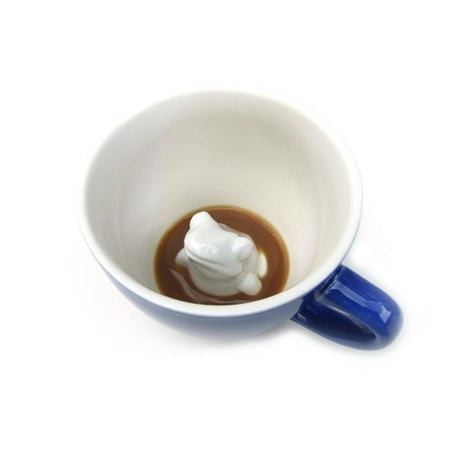 Cobalt Ceramic Mug - Creature Cups Hidden Frog 11oz. Cobalt Blue Ceramic Coffee or Tea Mug