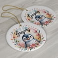 thumbnail image 3 of Customized Penguin Christmas Ornaments - Fun Floral Ornament, Perfect Gifts for Baby Boy, Girl or Daughter - Ornament Name Option, Circle Christmas Ornament, 3 of 5