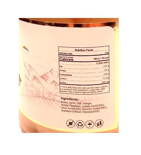 Pickled Garlic Whole in Brine, Crispy and Fresh, 1 Glass Jar 24oz (700g)