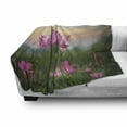thumbnail image 3 of Lotus Soft Flannel Fleece Throw Blanket, Flower Blooming in Spring Meadow Natural Garden, Cozy Plush for Indoor and Outdoor Use, 60" x 80", Pale Pink Pale Blue, by Ambesonne, 3 of 6