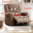 thumbnail image 2 of JMYMRY Recliner Chair, Rocker Recliner for Adults, Recliner Chair with Heat and Massage, Manual Recliner with Cup Holders for Living Room, Brown, 2 of 11
