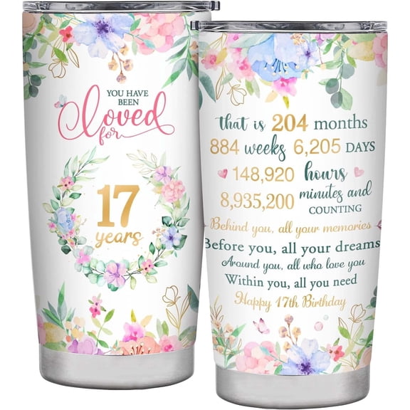 17 Year Old Girl Gift Ideas 17th Birthday Gifts for Girls Tumbler Happy 17th Birthday Gifts for Daughter Sister Bestie 20oz