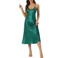 thumbnail image 2 of INSPIRE CHIC Women's Satin Nightgowns V-Neck Camisole Lounge Pajamas Long Silky Dress M Dark Green, 2 of 6