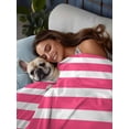 thumbnail image 3 of Pink Striped King Size Flat Sheet, Wrinkleproof & Fadeproof Cooling Flat Bed Sheet Only, Modern Simple Monochrome Geometric White Breathable Soft Bedding Top Sheets 105 x 98 Inches, 3 of 8