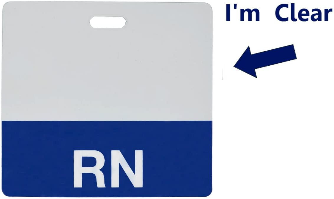 Clear Blue "RN" Badge Buddy Heavy Duty Horizontal Badge Buddies for