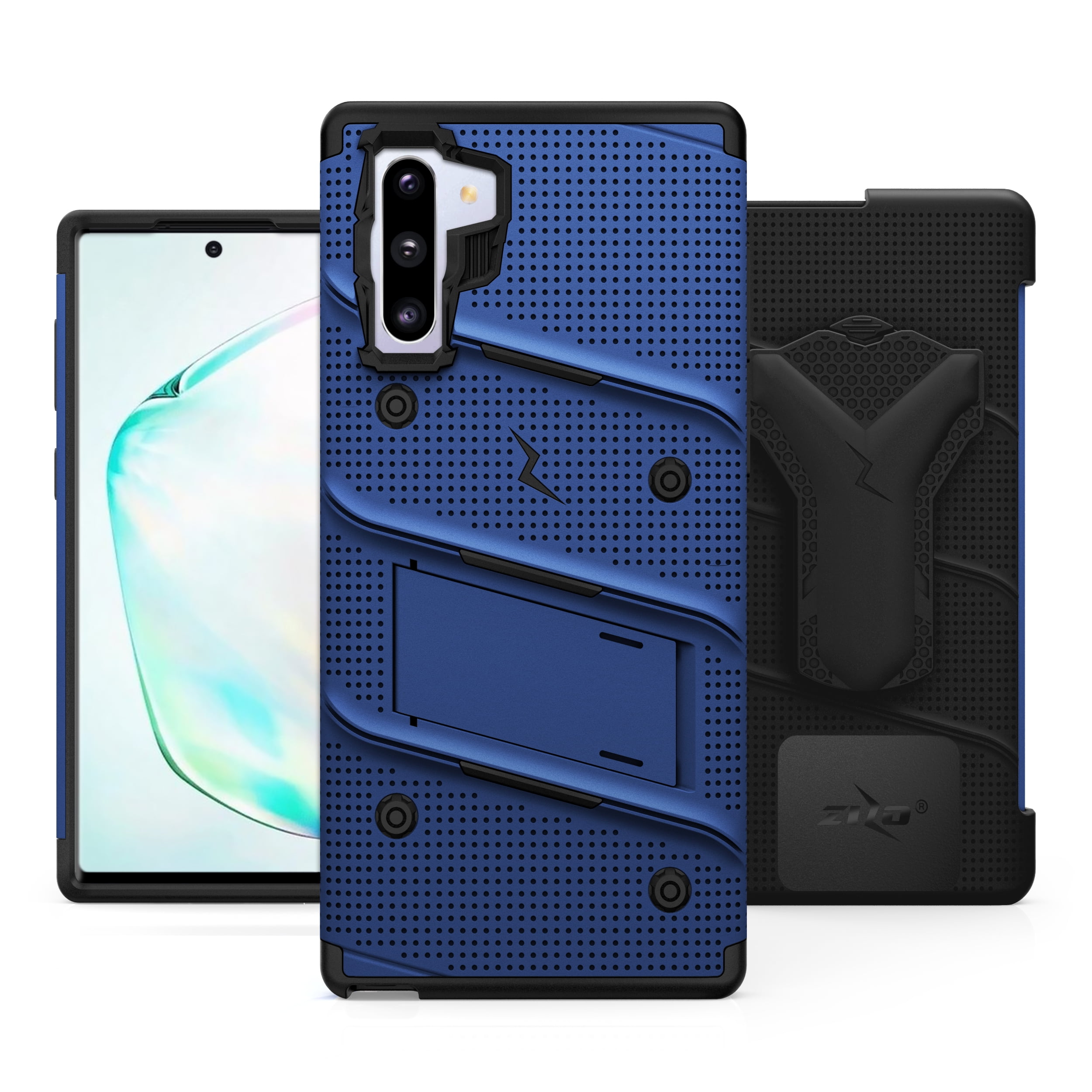 ZIZO BOLT Series for Samsung Galaxy Note 10 Case | Heavy-duty Military-grade Drop Protection w/ Kickstand Included Belt Clip Holster Lanyard (Blue/Black)