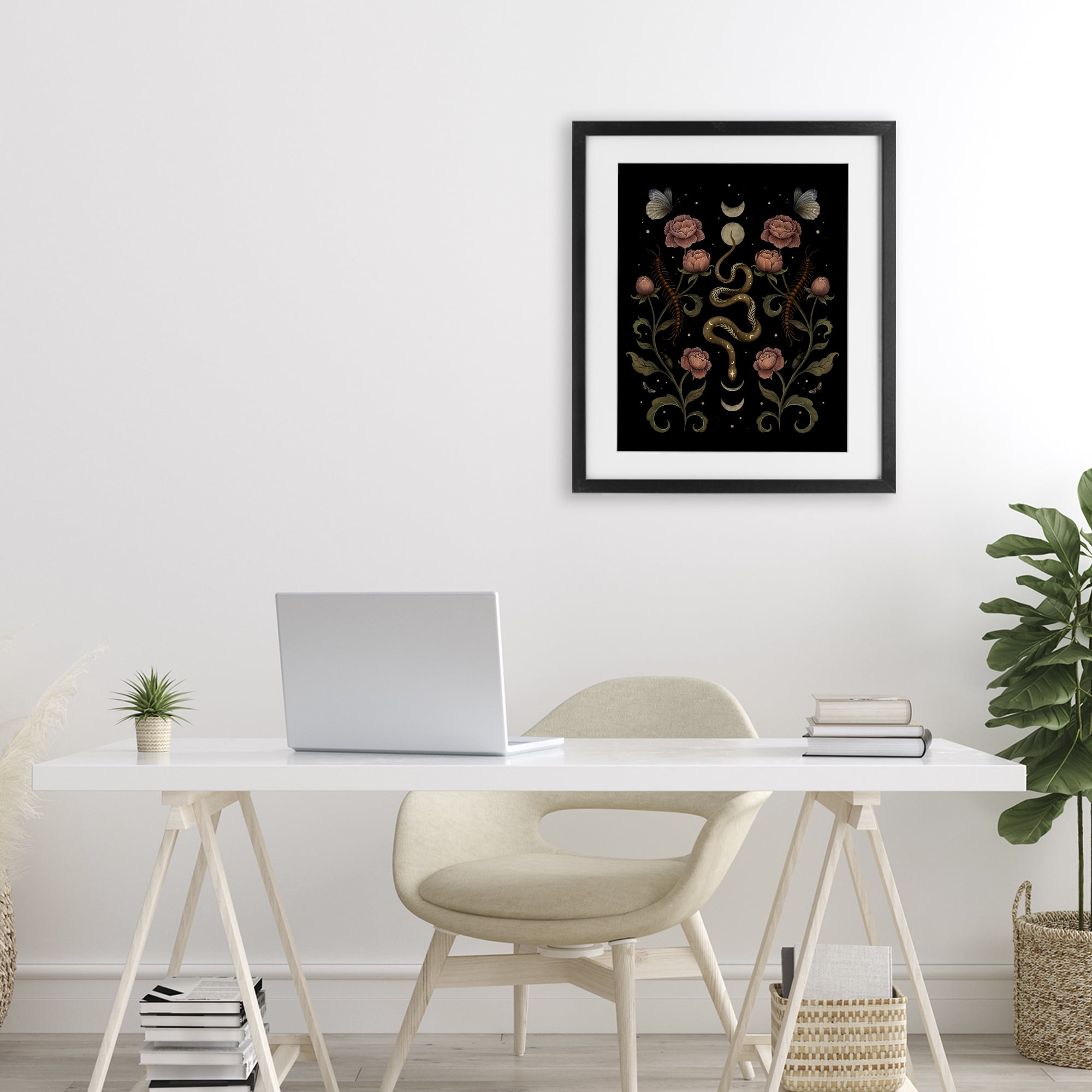 Stupell Industries Serpentine Garden Symmetry Black Framed Print Under Glass, design by Episodic Drawings
