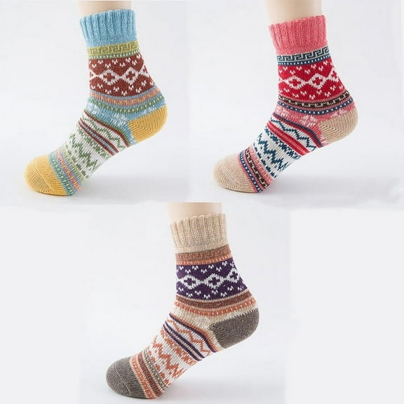 3 Pairs Women’s Alpaca Wool Socks - Soft Warm Thermal Boot Socks