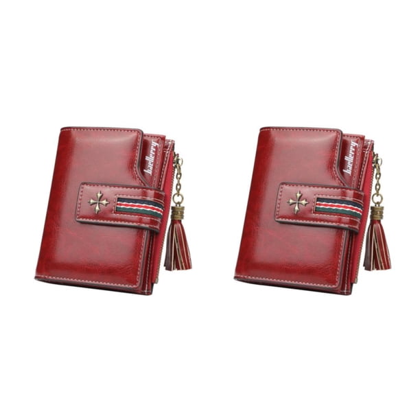 Qarigey Cartera de cuero con borla, monedero plegable para compras, tarjetero, bolsa de transporte, billetera, regalo de cumpleaños Type4 NO4