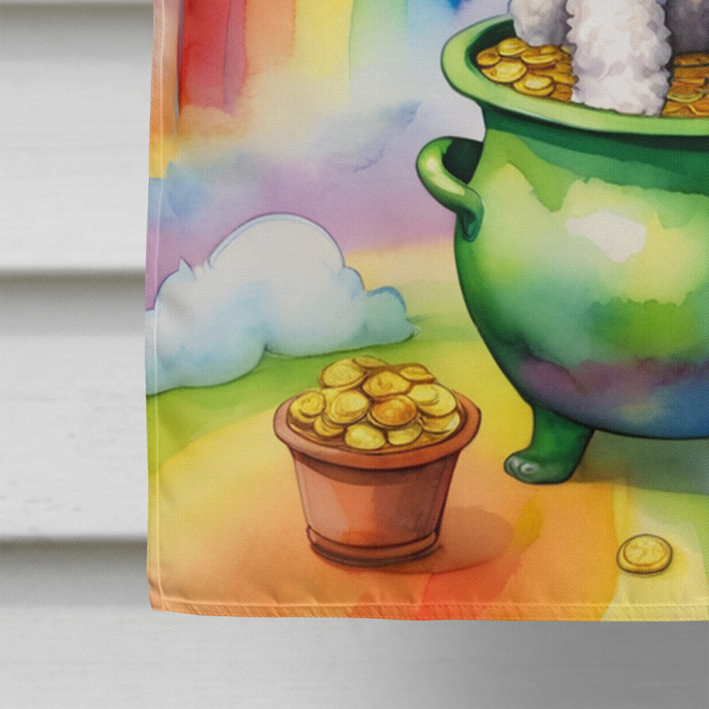 White Poodle St Patrick's Day House Flag 28 in x 40 in