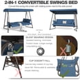 thumbnail image 3 of CHINNLUU Oversized 4 Person Porch Swing with Stand 800 LBS Capacity Adjustable Canopy Backrest Includes Cushions Pillows Patio 2 in 1 Swing Bed for Backyard Garden Poolside, Champagne, 3 of 11